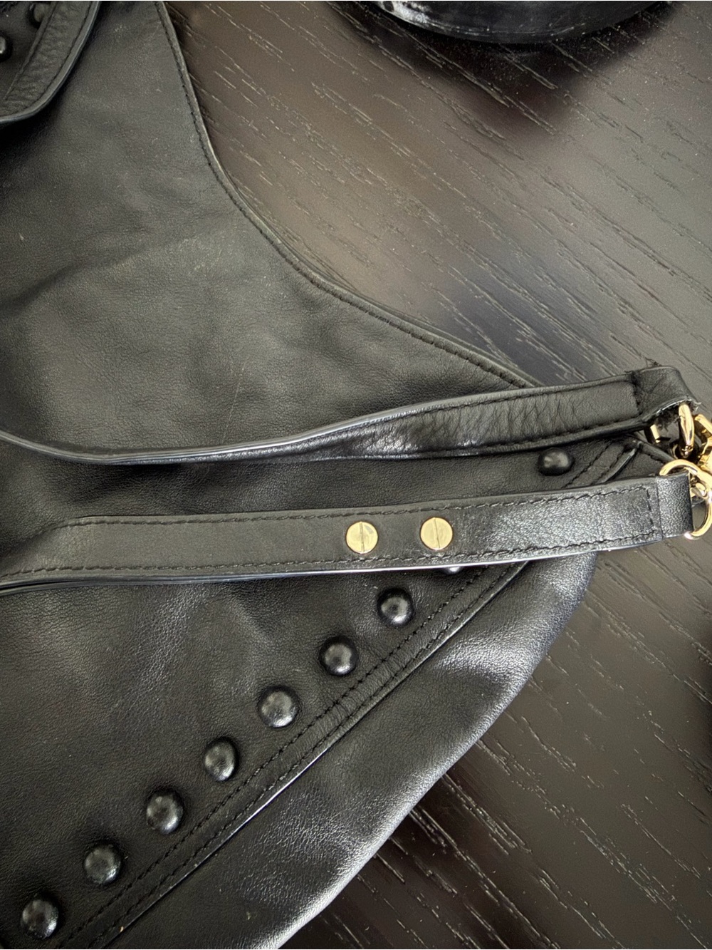 Loeffler Randall Black Leather Studded Shoulder Bag | classic everyday tote work - Picture 10 of 12